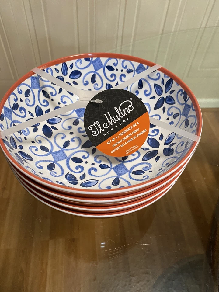 IL Mulino Azul Español Azulejo Mediterráneo MELAMINA Ensaladeras Laterales 4 piezas Foto 2 de 4