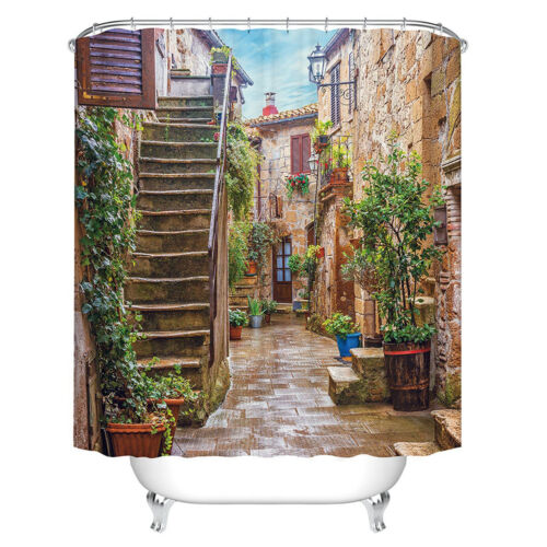 Heavy Duty Fabric Waffle Curtains Waterproof Bathroom Shower Curtain With - Picture 5 of 11