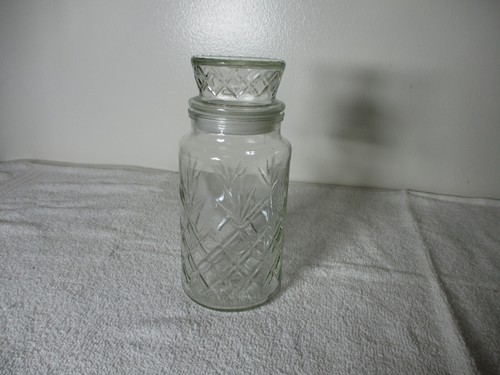 Vintage 1983 Mr. Peanut Clear Glass Canister Planters Jar With Lid