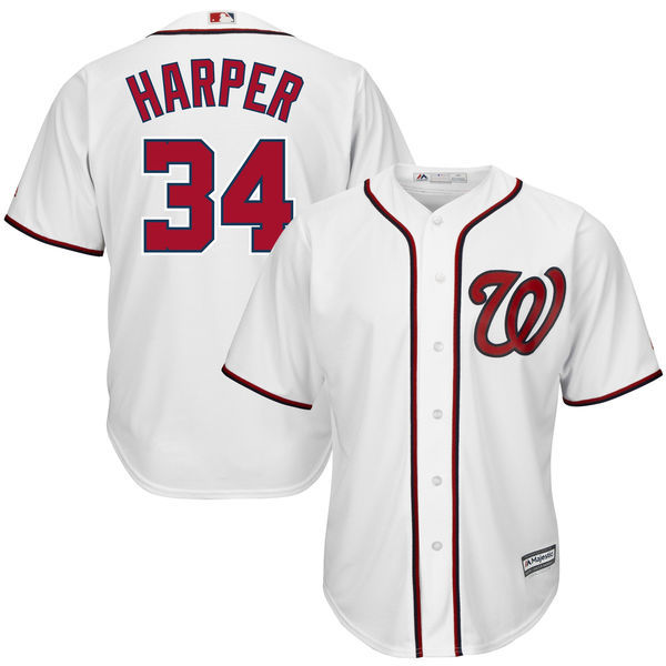 MLB ナショナルズ ブライスハーパー ユニフォーム　ジャージ Majestic BRYCE HARPER #34 MAJESTIC COOLBASE AUTHENTIC WHITE