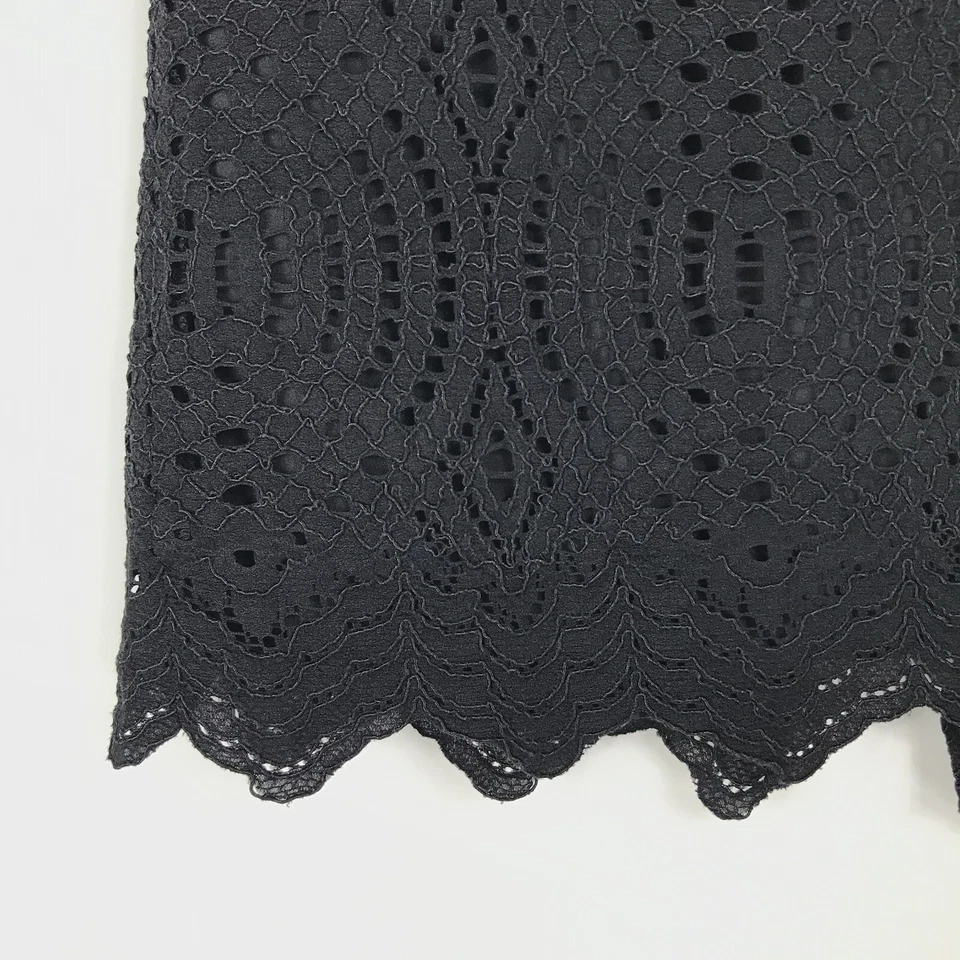 Falda de encaje festoneada Calvin Klein para mujer talla 8 forrada negra cremallera recta carrera Foto 2 de 4