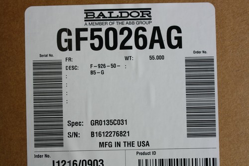 Baldor Gear Reducer 50:1 Ratio 1 HP Cat GF5026AG torque 1242 ilb - Picture 3 of 3