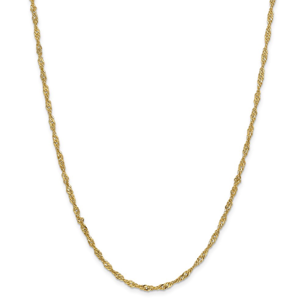 14k Yellow Gold 2.75mm Lightweight Singapore Chain w/ Lobster Clasp 16" - 24"