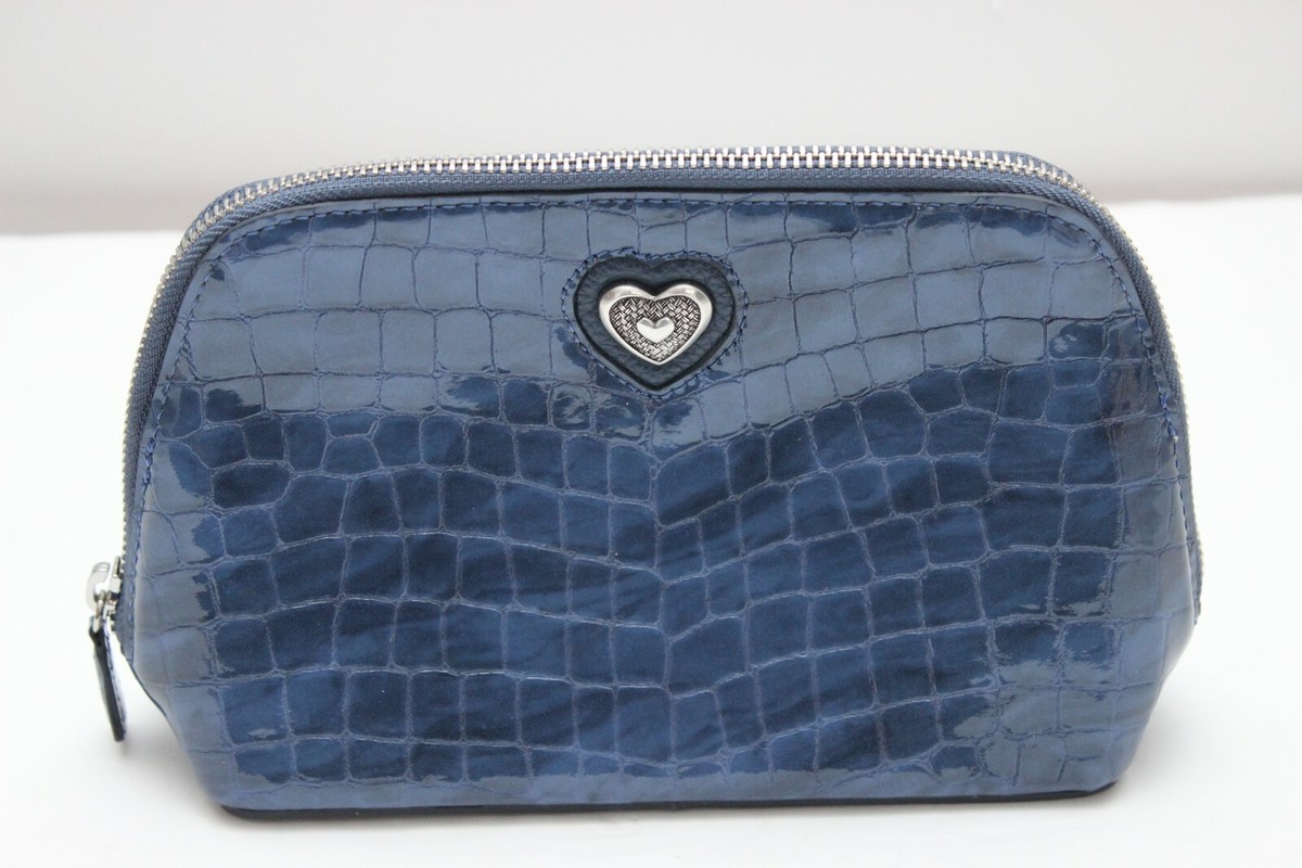 Brighton Bellissimo Heart Large Blue Leather Cosmetic Pouch E5270F