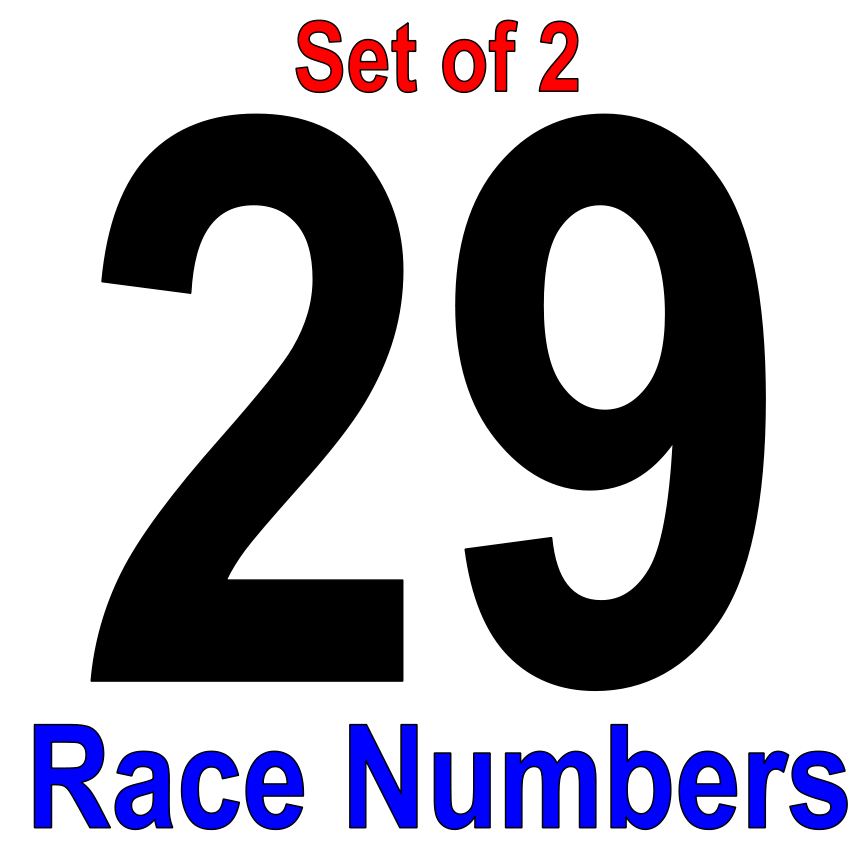 Race Car Numbers Set Vinyl Decals Size 8" tall Set of 2 Color WHITE