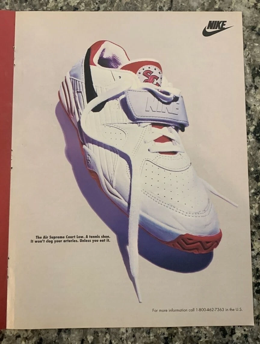 Publicité imprimée Nike AIR SUPREME COURT LOW magazine chaussures de tennis vintage original '93