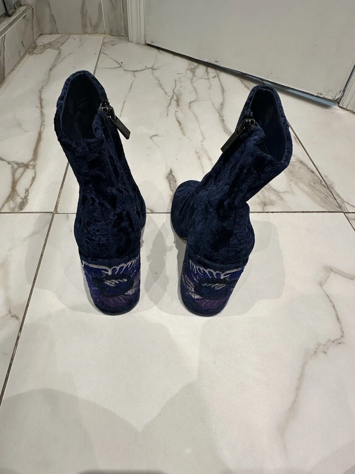 Jessica Simpson синий бархат Wazlin молнии ботинки размер 7,5 подержанные хорошее состояние товара - Изображение 4 из 4