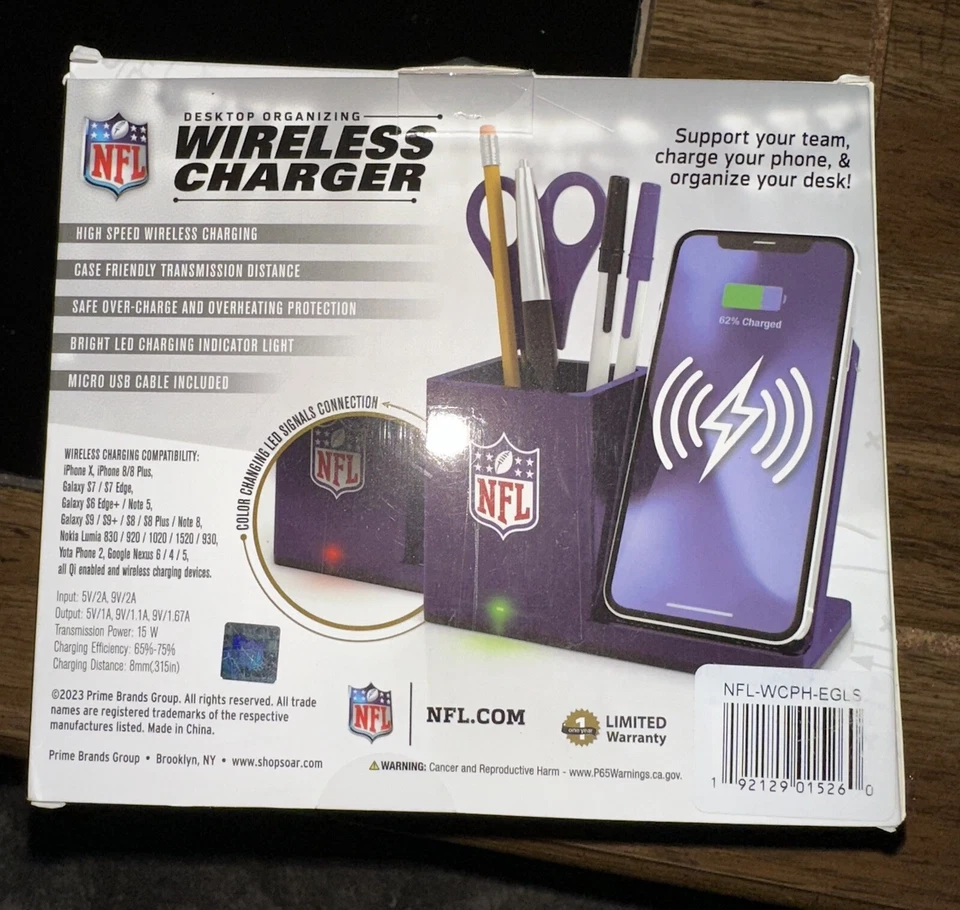 Eagles Wireless Charger / Desktop Organizer - Image 2 of 3