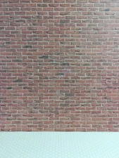 Dollhouse Miniature Weathered Brown Brick Textured Embossed Paper 1:12 Scale