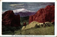 Gateway Garden Gods Moonlight Colorado Spring CO WB Postcard VTG UNP HHT Vintage