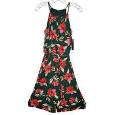 Maggy London Floral Printed Sleeveless Cropped Jumpsuit Size 4 Green pink NWT