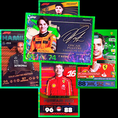 Topps Turbo Attax 2024 F 1 -- GREEN / CYAN PARALLEL -- Formula 1