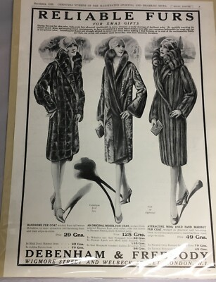 Debenham and Freebody 1928 Print Ad, Reliable Furs London