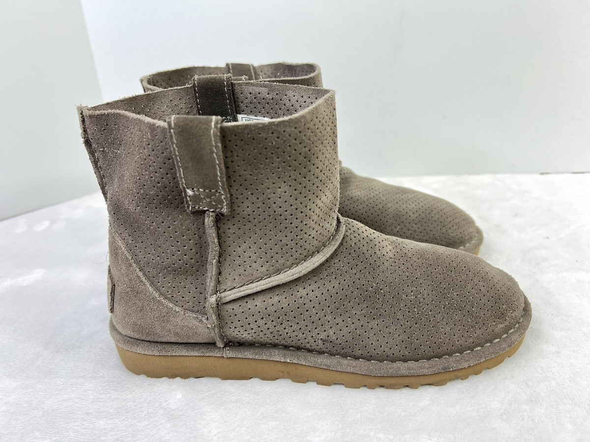 Ugg Classic Mini Perforated Ankle Unlined Boot Leather Gray