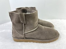 Ugg Classic Mini Perforated Ankle Unlined Boot Leather Gray 1016852 Women Size 6