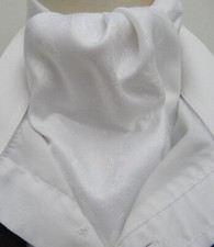 Mens White Paisley Satin Ascot Cravat / Pocket Square