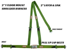2" LATCH & LINK Y RACING HARNESS 3 POINT SEAT BELT LIME GREEN RACERDIRECT