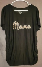 Time And Tru Womens Mama Logo Black Cheetah Print Maternity Shirt Size XL(16-18)