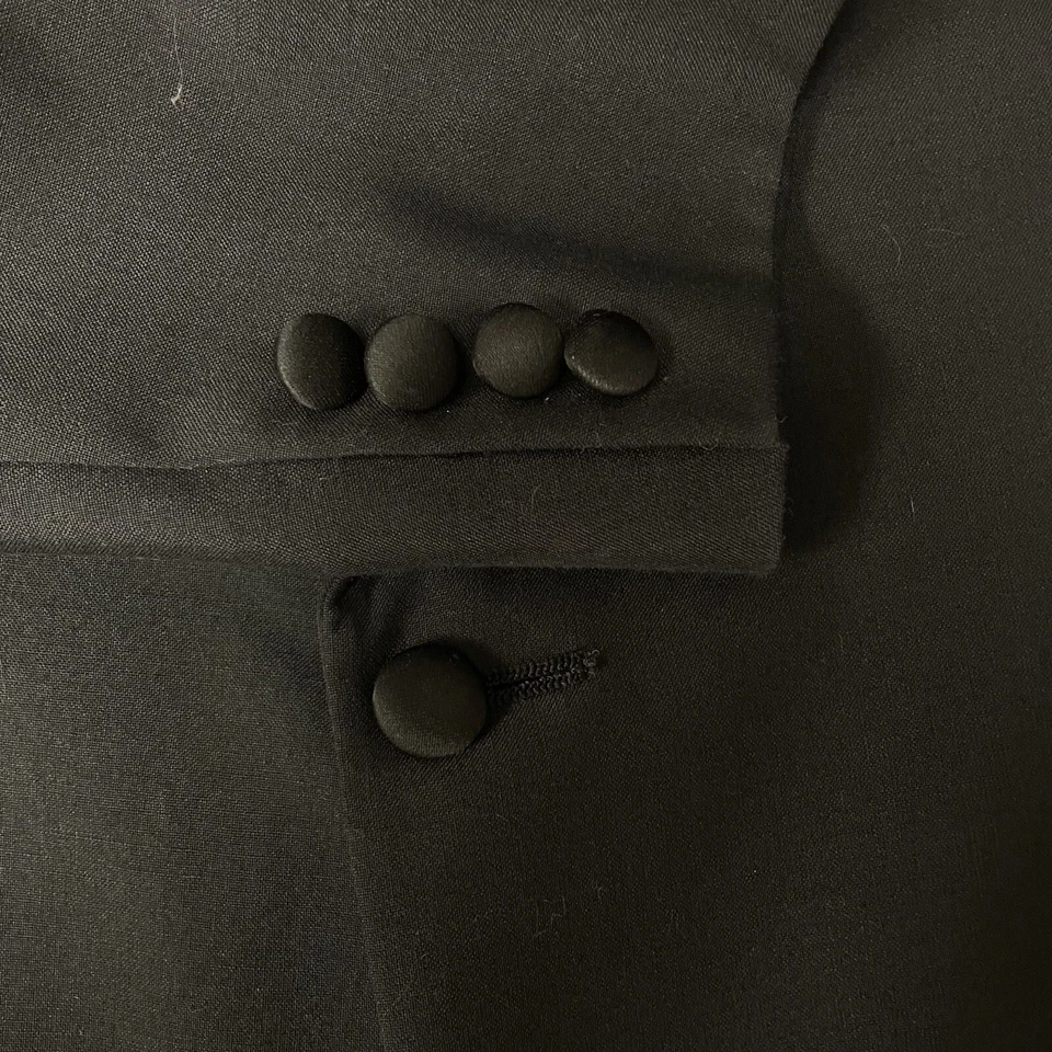 Abrigo Deportivo TUX Negro Chaps EE. UU. SATINADO Solapa Chaqueta Lana Esmoquin PROM Blazer Foto 4 de 4