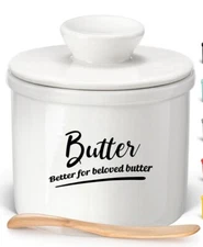 French Butter Bell Crock Keeper White Butter Dish