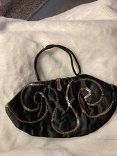 Vintage Jemco Black Evening Bag Purse W/Sequins Y1 