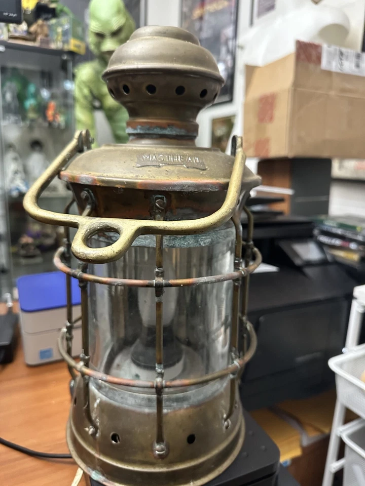 Lámpara náutica vintage de latón cobre de 14 pulgadas con luz funcionando Foto 3 de 4