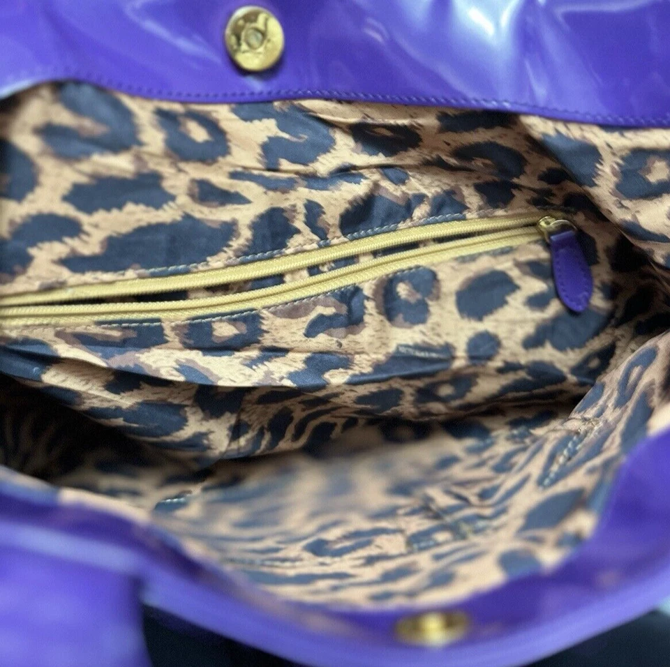 Victoria’s Secret Collection Purple Tote Bag Pink Spell Out Gold Trim 16" X 16" - Image 3 of 4