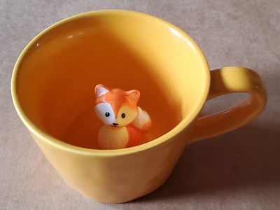 DIHOclub Fox Ceramic Cup Hidden 3D Animal Inside Mug, Yellow,  Super Cute
