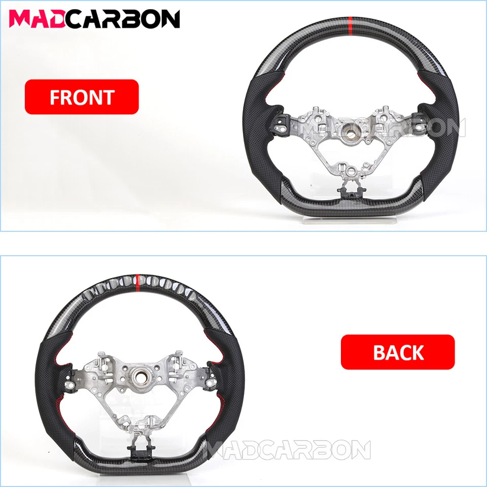 Volante deportivo de fibra de carbono real apto para Subaru BRZ 2017-2025 Red Line Foto 4 de 4