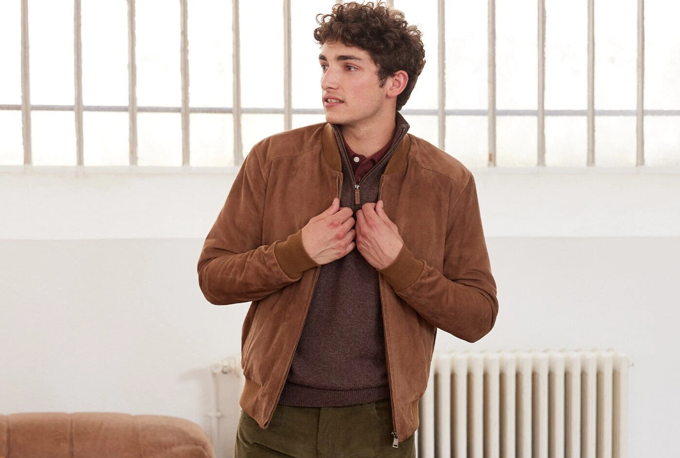 Brown Leather Jacket Men Pure Suede Flight/Bomber Size S M L XL XXL Custom Made