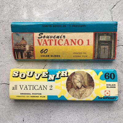 Vatican 1 + Vatican 2 Vintage Souvenir 60 Color Slides on Kodak