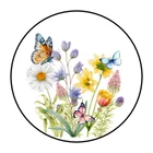 30 WILDFLOWERS AND BUTTERFLIES STICKERS ENVELOPE SEALS LABELS 1.5" ROUND FLORAL