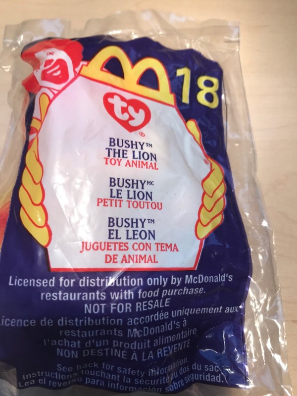 Mini Ty McDonald's Teenie Beanie Babies Plush Toy # 18 Bushy the Lion new sealed