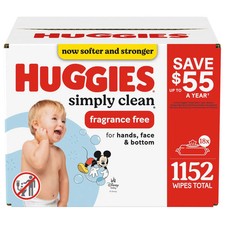 Huggies Simply Clean Unscented Baby Wipes, 18 pk., 1152 Wipes