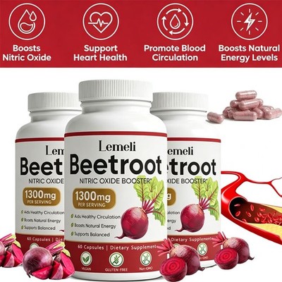 3 PCS Share Lemeli Beetroot - 1300mg, Lemeli Beet Root Supplement 180 Capsules
