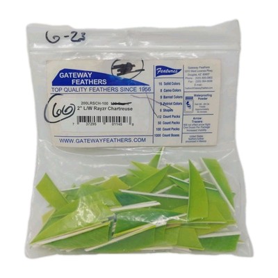 66 Count Gateway Feathers 2'' Left Wing: Rayzr Chartreuse Green 200LRSCH