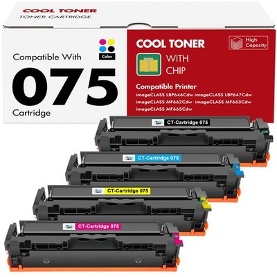 ** NEW Canon Toner | 075 / 075H | Black / Color | With Chips | Compatible 4-Pack