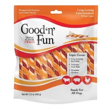 Triple Flavor Twists Rawhide Chews Dog Treats 70 Count for All Dogs