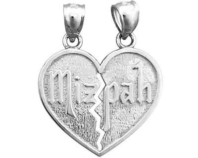 Rhodium Plated 925 Sterling Silver Breakaway Heart Mizpah Pendant
