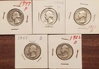 $1.25 Face Value 90% Silver Washington Quarters (1947-1952) Denver Minted