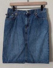 Vintage Ralph Lauren Polo Jeans Co Women  s Blue Denim Skirt Size 4