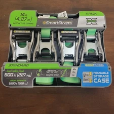 New SmartStraps Tie Down Rachet Straps 4 Pack 14 ft Standard