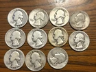 1930's and 1940's Eleven Washington Silver Quarters