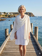 Poncho Lauren Ralph Lauren Crema Ruana Kimono Mantón Envolvente Talla Única Tejido Rayas