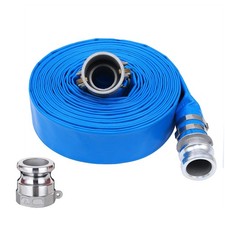 2" x 50ft PVC Lay Flat Discharge Hose With Aluminum Camlock C  E Fittings, C...