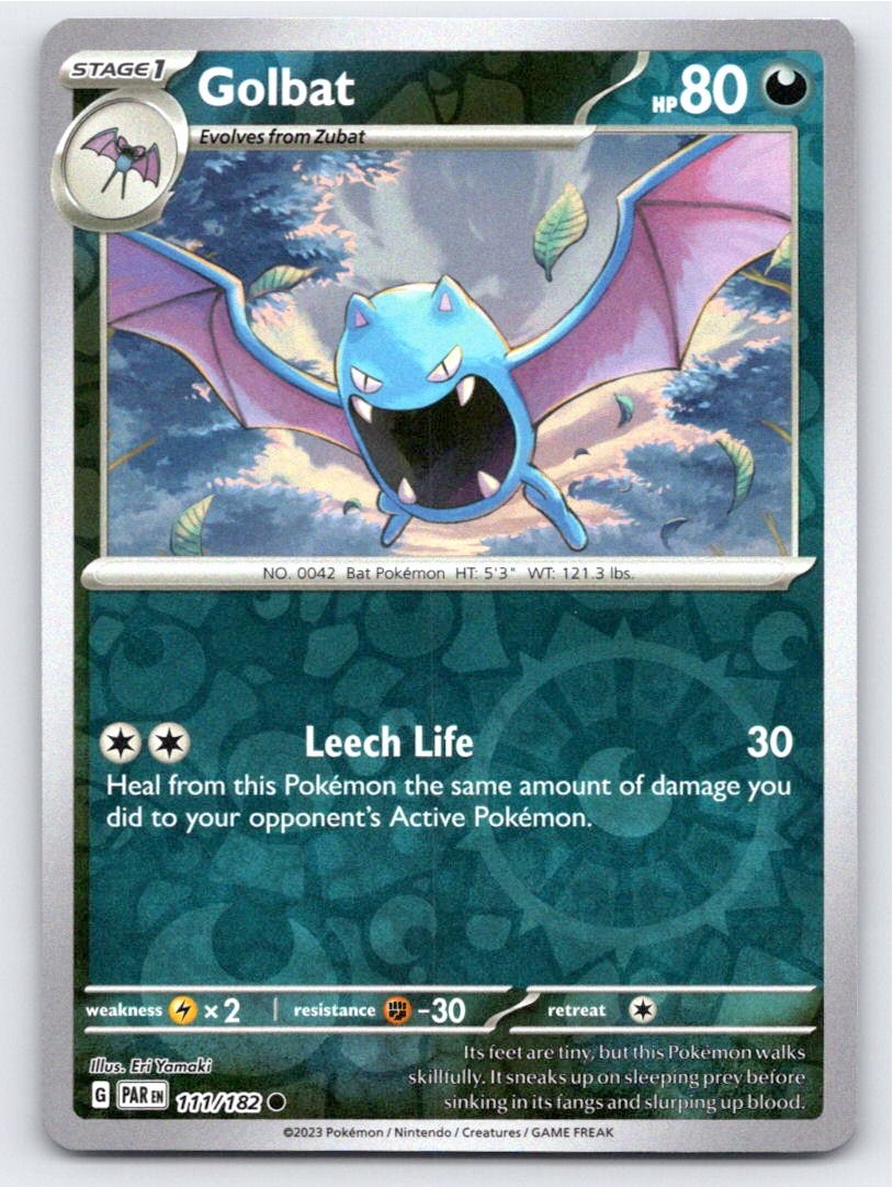 2023 POKEMON GOLBAT PARADOX RIFT 111/182 REVERSE HOLO COMMON NM A47279 FREE S&H