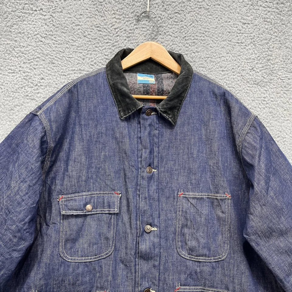 Chaqueta de Colección Sears Para Hombres 3XL Azul Denim Manta Forrada Tareas Abrigo Ropa de Trabajo Años 70 Foto 2 de 4