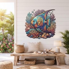 Colorful Tropical Fish Metal Wall Art Coastal Beach Reef Nautical Decor Sign
