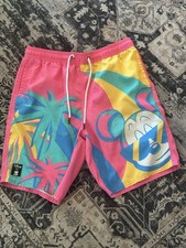 Neff Disney Mickey Mouse Tropical Graphic Swim Trunks Drawstring Pink Men's M
