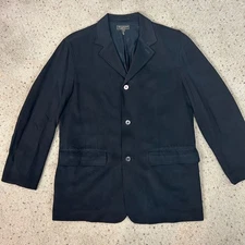 Tommy Bahama Island Soft 100% Silk Button Front Jacket Black Size Large Men's